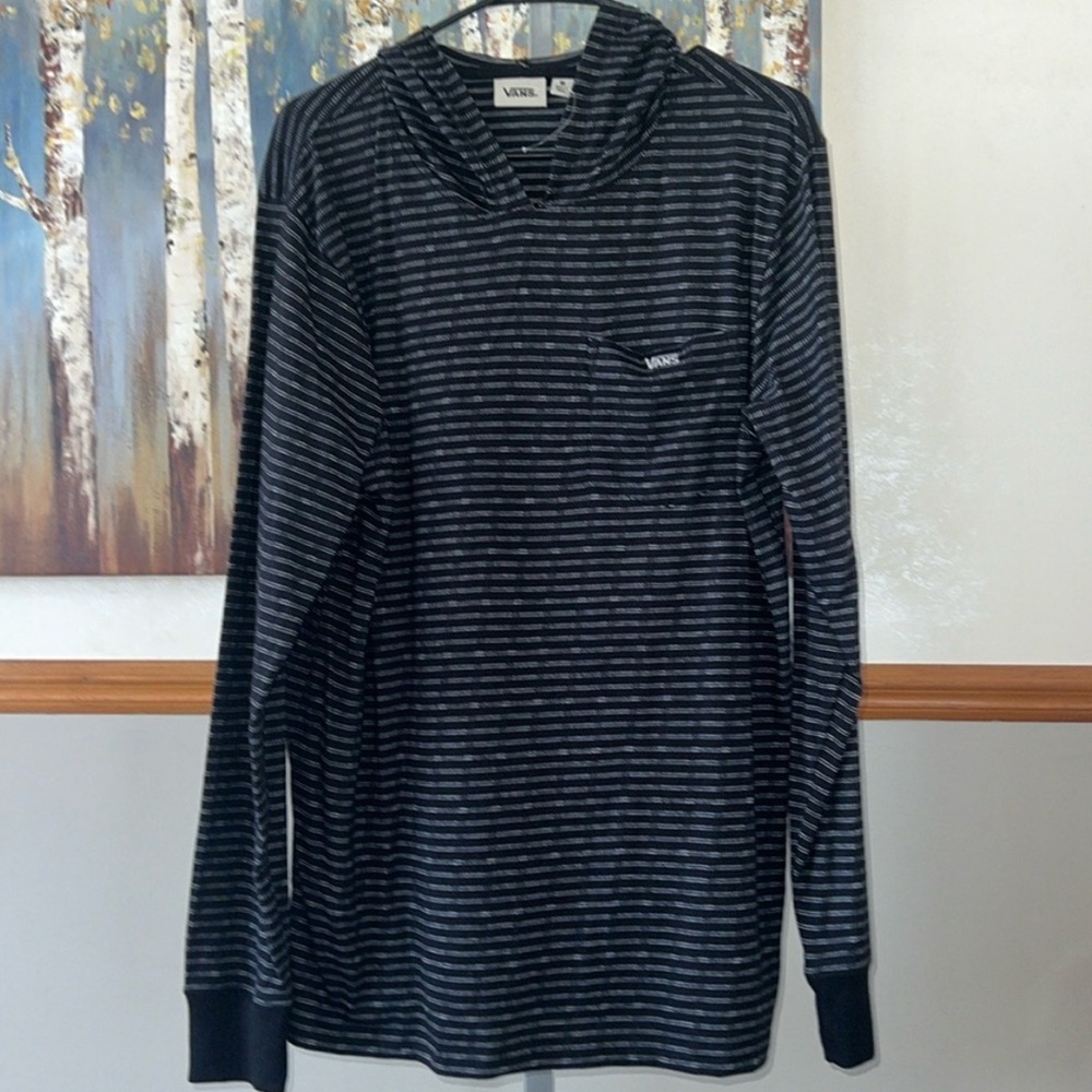 Vans Black Long Sleeve Tee with Stripes